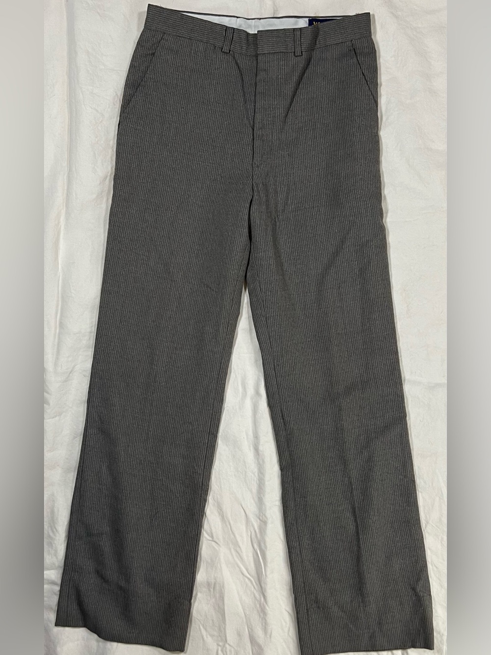 Vintage Wrangler Pinstripe Dress Pants Gray Straight Leg Trouser